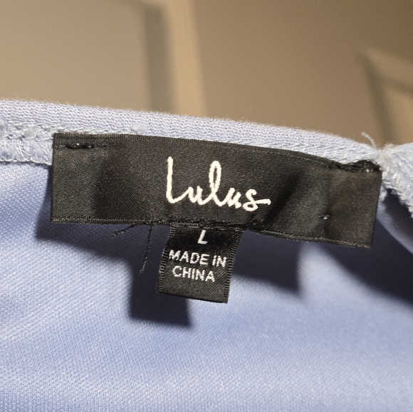 Lulus Daytime Delight Light Blue Swiss Dot Tie-Back Mini Dress Size L - Picture 13 of 14